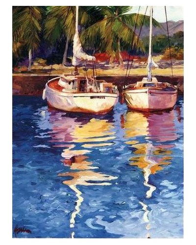 ציור שמן זוג סירות דייג